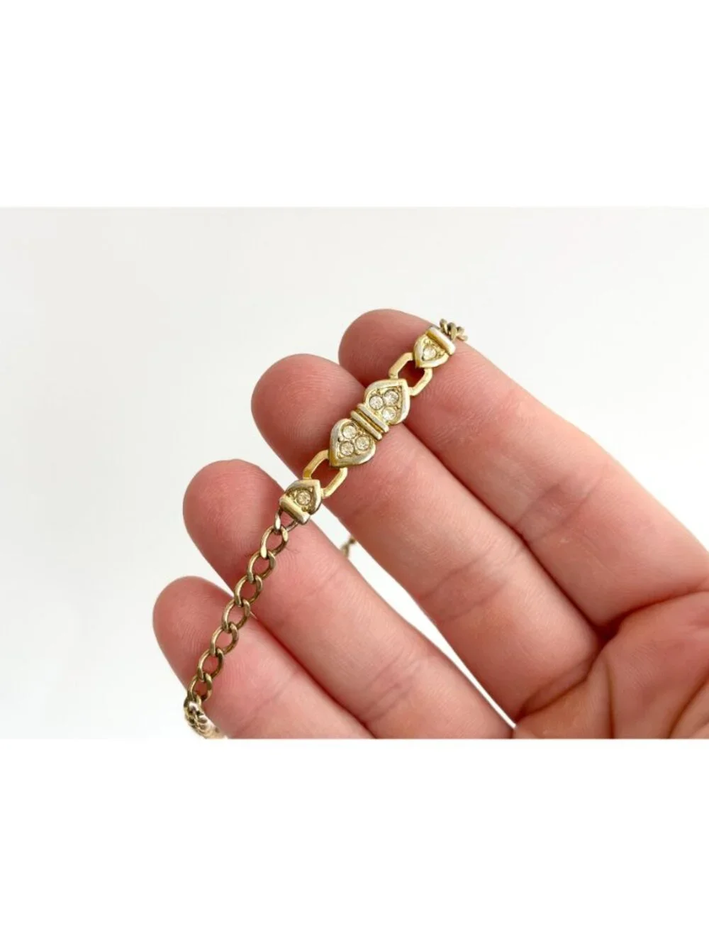 Heart Shaped Chainlink 80's Vintage Curb Chain Panel Bracelet